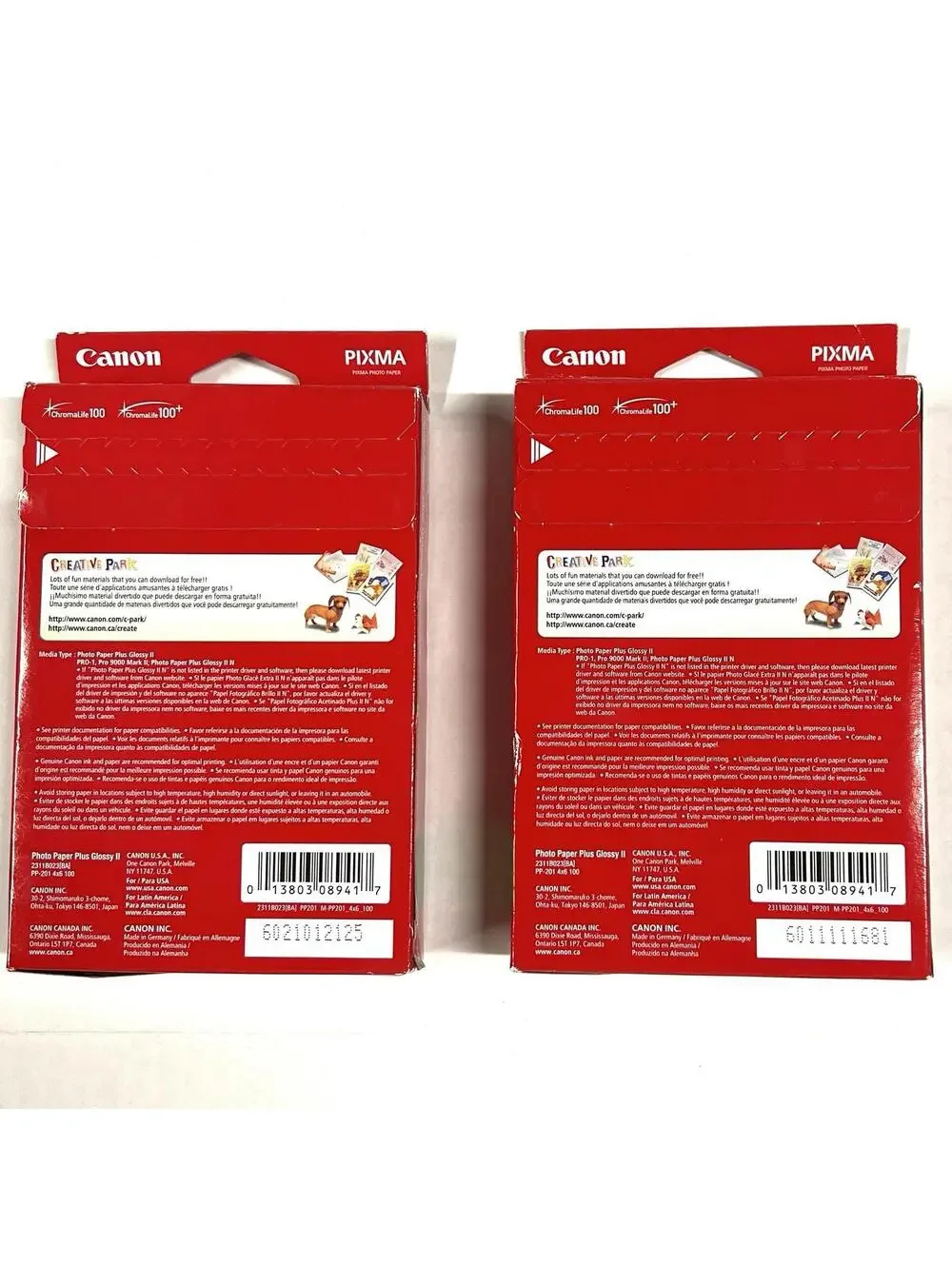 2 Pack Inkjet Canon PP-201 Photo Paper Plus Glossy II 4x6